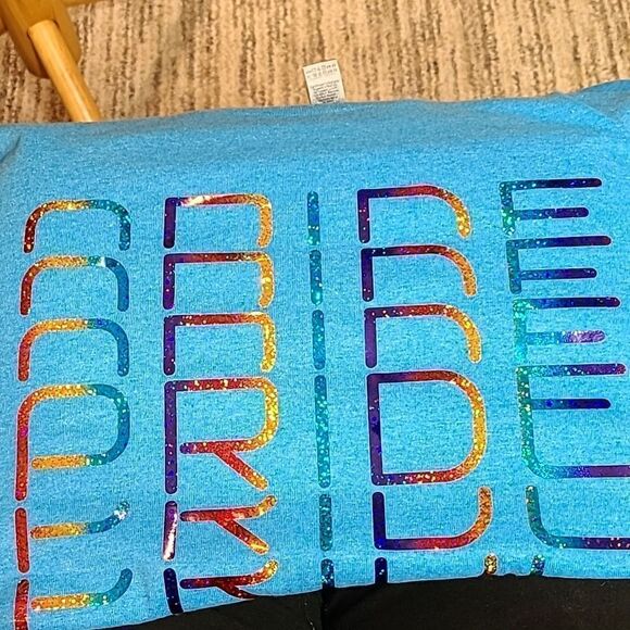 Pride-Blue T-Shirt with Holographic PRIDE on the front, Size XL,  NWOT - Picture 2 of 6